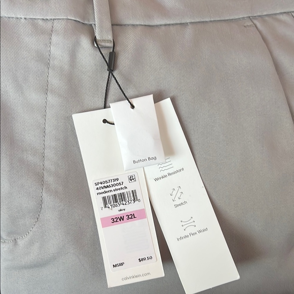 Men's Calvin Klein Light Gray Trousers, Brand New, Casual Elegance